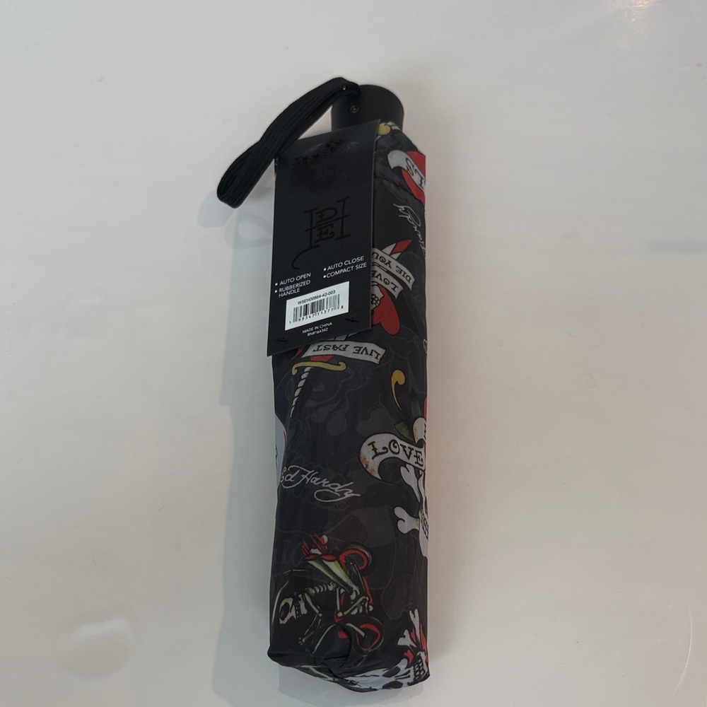 Ed Hardy Dark Umbrella with Tattoo Art